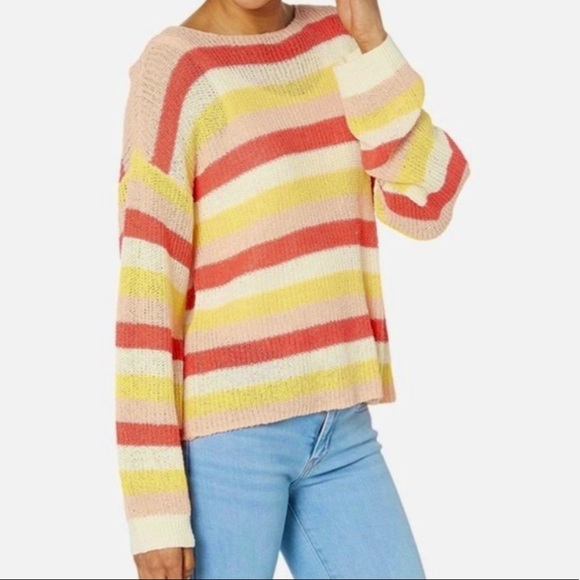 cupcakes & cashmere Sweaters - Cupcakes and Cashmere Lex Multi Stripe Boucle Yarn Boatneck Sweater M NWT